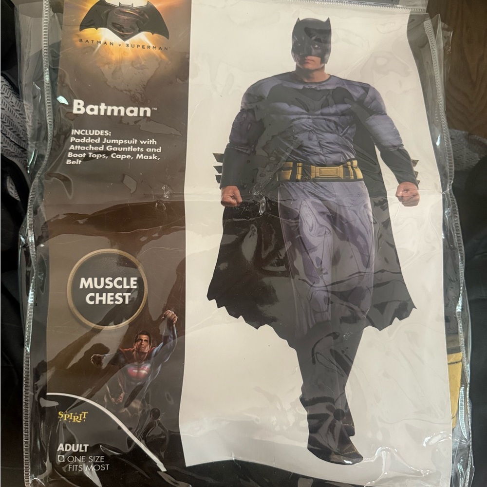 Spirit Batman Adult Costume with Muscle Chest - Black and Gray